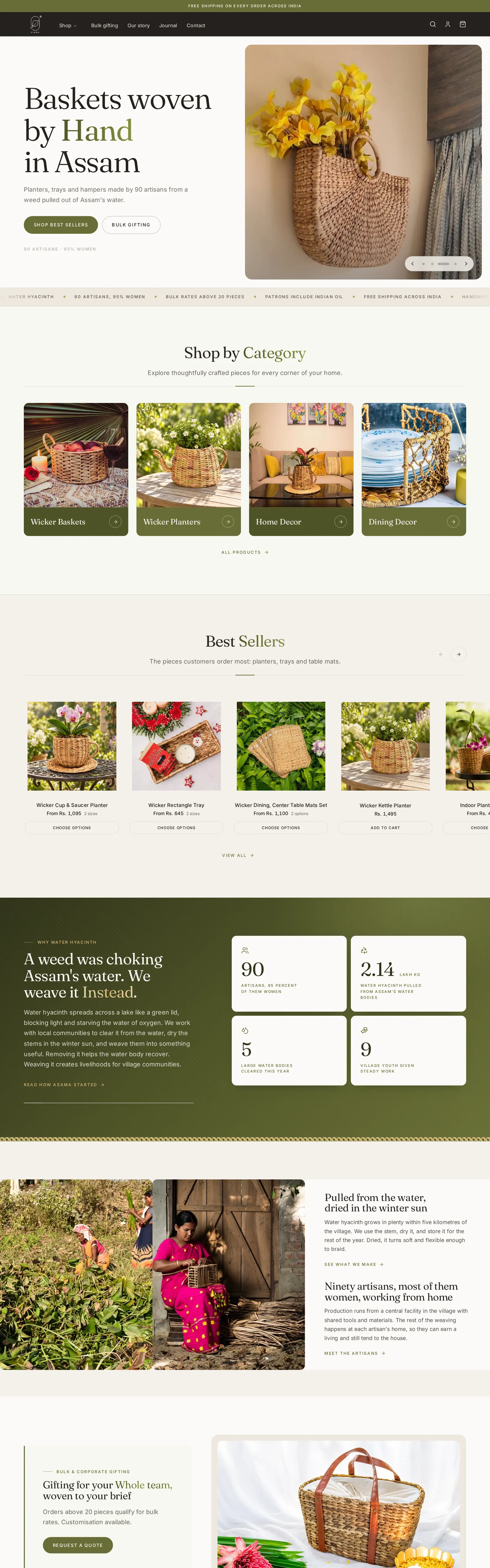 The full Asama Enterprise home page, scrolled from top to bottom