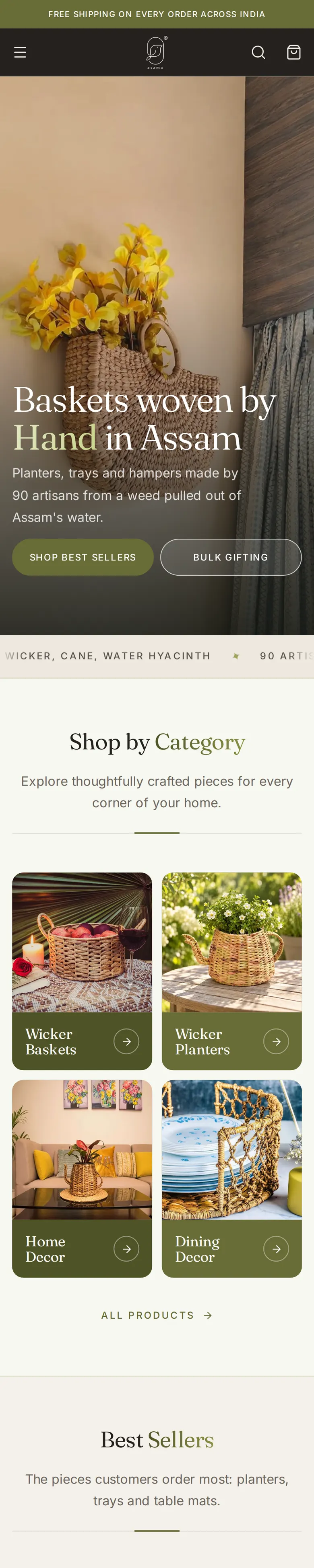 The full Asama Enterprise home page on a phone, designed and built by Agarwal Digital Media