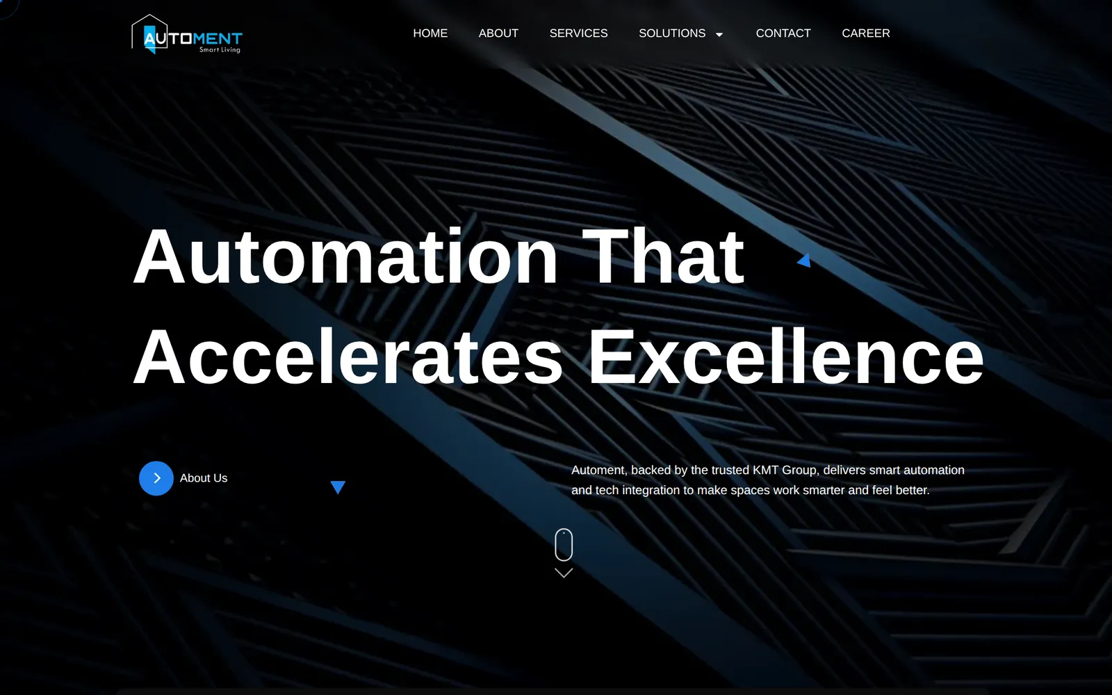 Home page of the Automent website on a desktop screen, designed and built by Agarwal Digital Media