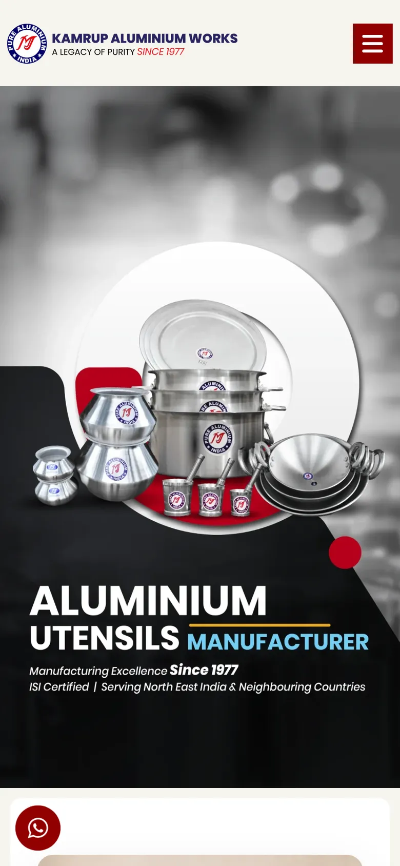The Kamrup Aluminium Works website on a phone, built by ADM